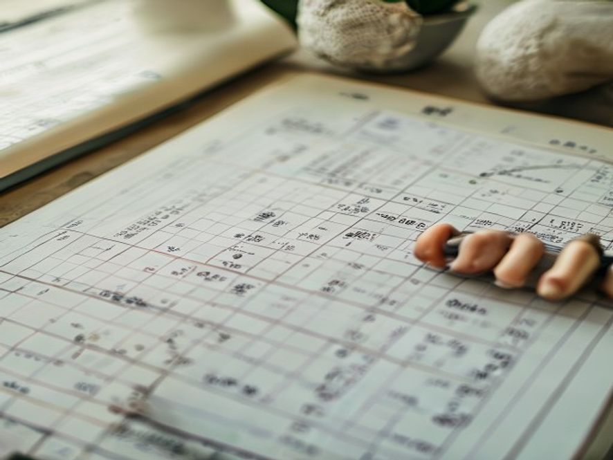 Gedetailleerde weergave van tracking template met duidelijke rubrieken